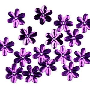 100 x 15mm Daisy Flowers  - Purple Gloss