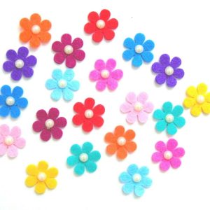 20 x Rainbow felt flowers, toppers, embellishments, card making