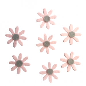 Felt Flower Embellishments, Daisy, Die Cuts, Toppers, Appliques - Baby Pink