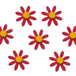 Felt Flower Embellishments, Daisy, Die Cuts, Toppers, Appliques - Red