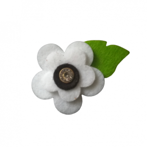 felt flowers with leaves applique , die cuts - white (01)