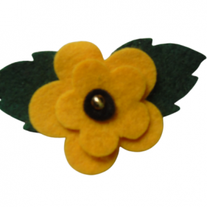 felt flowers with leaves applique , die cuts - yellow (02)