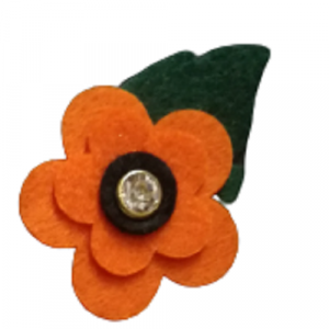 felt flowers with leaves applique , die cuts - orange (03)