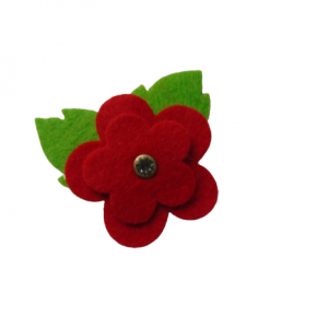 felt flowers with leaves applique , die cuts - red (04)