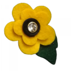 Felt flowers with leaves applique , die cuts  - yellow  (07)