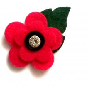 6 cm - Felt poppy, flowers with leaves applique , die cuts , card making, scrapbooking , sewing