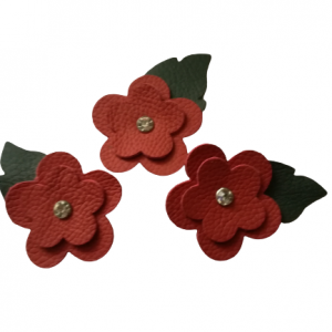 GENUINE LEATHER FLOWERS - RED / 1-200-00346-5