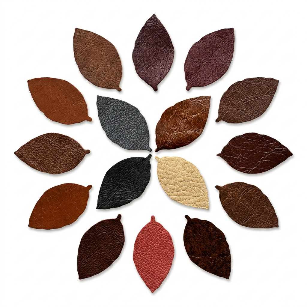 leather leaves die cuts 6cm | genuine leather | mixed colours | uk craft supply