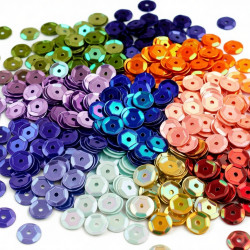 6mm cup round sequins AB iridescent finish multicolour craft embellishments UK