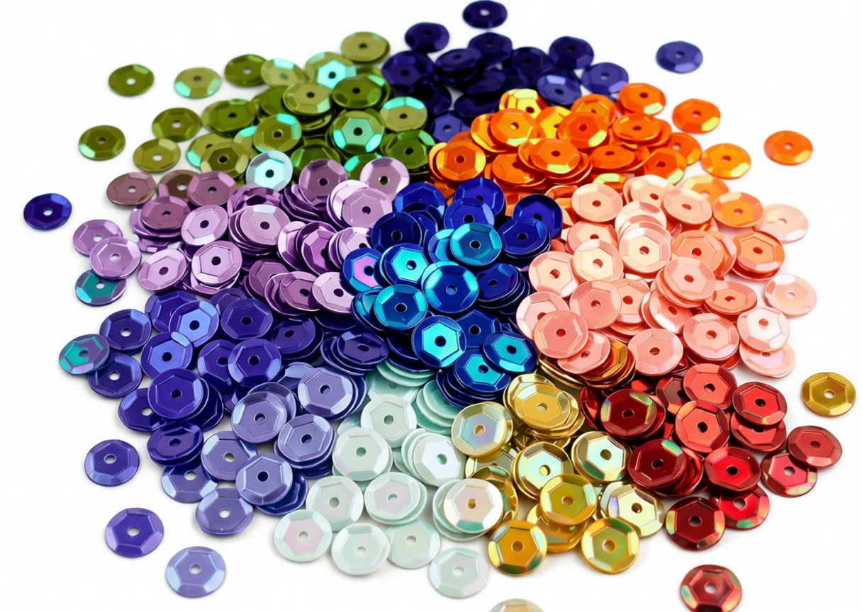6mm cup round sequins AB iridescent finish multicolour craft embellishments UK