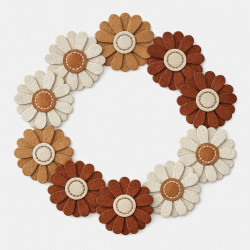 Leather daisy flowers 5cm – 3-layer die cut shapes, pack of 3