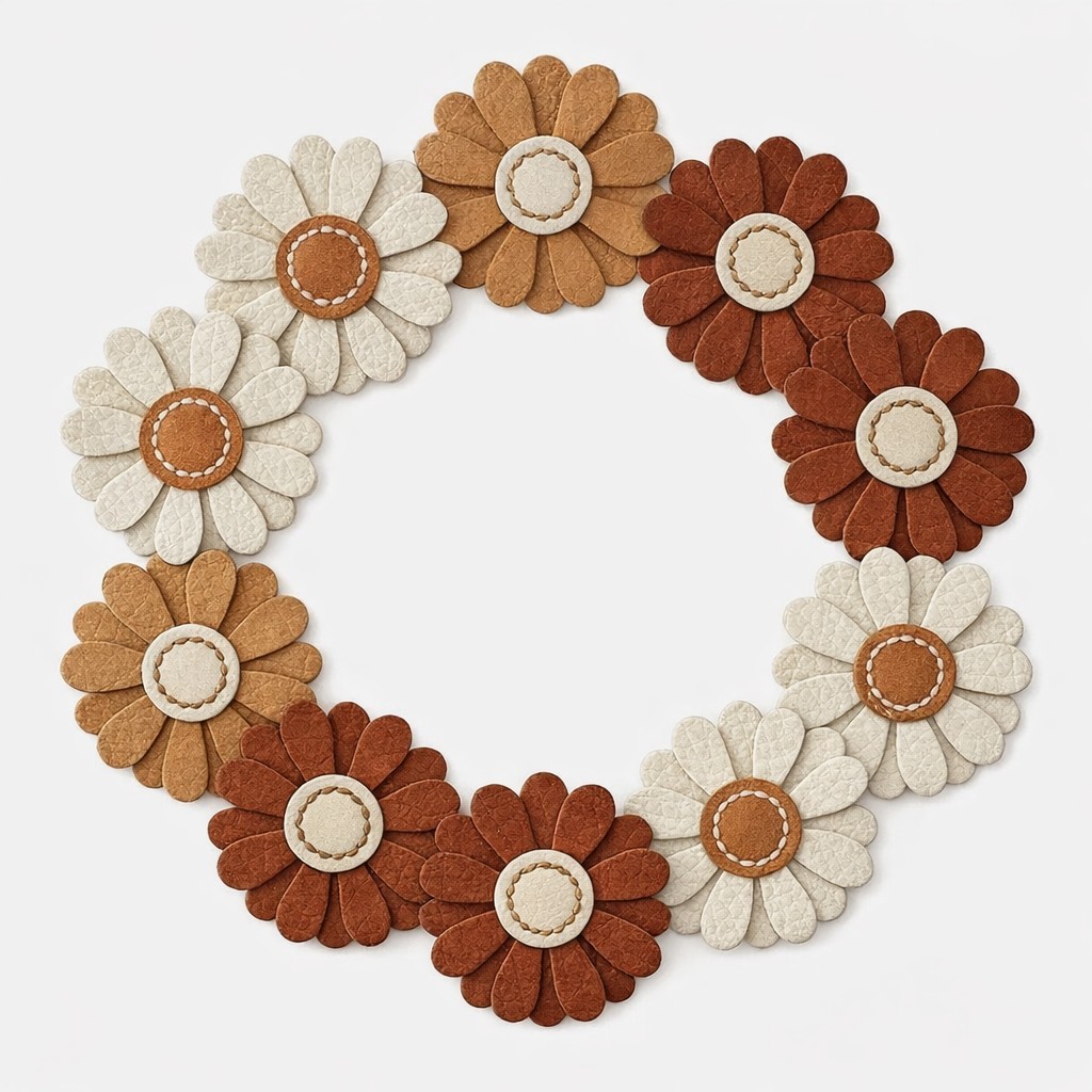 Leather daisy flowers 5cm – 3-layer die cut shapes, pack of 3