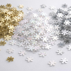 5mm snowflake sequins gold silver white AB iridescent – 300pcs craft embellishments