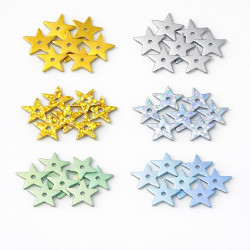 12mm star sequins metallic laser holographic AB iridescent – gold silver green blue craft embellishments UK
